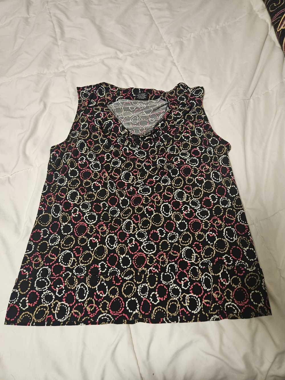George Black Sleeveless Tank with Pink, White and Gold Ring Print